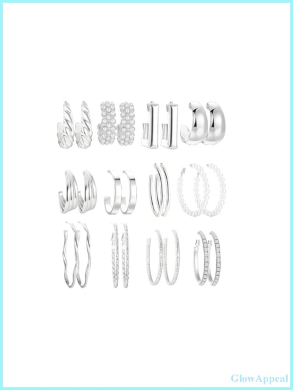 12 Pairs Hypoallergenic Hoop Earrings Set for Women, Chunky Pearl & Twisted